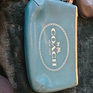 Coach Blue and Tan Pouch